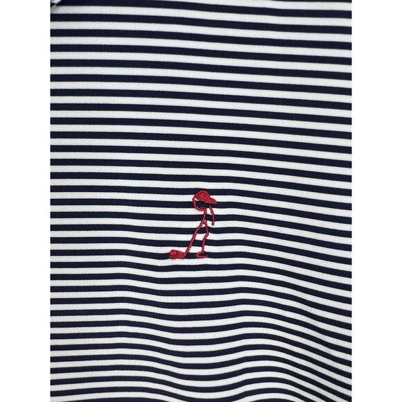 Peter Millar Summer Comfort Golf Polo Shirt Men XL Navy Blue Striped Embroidered - Picture 4 of 12